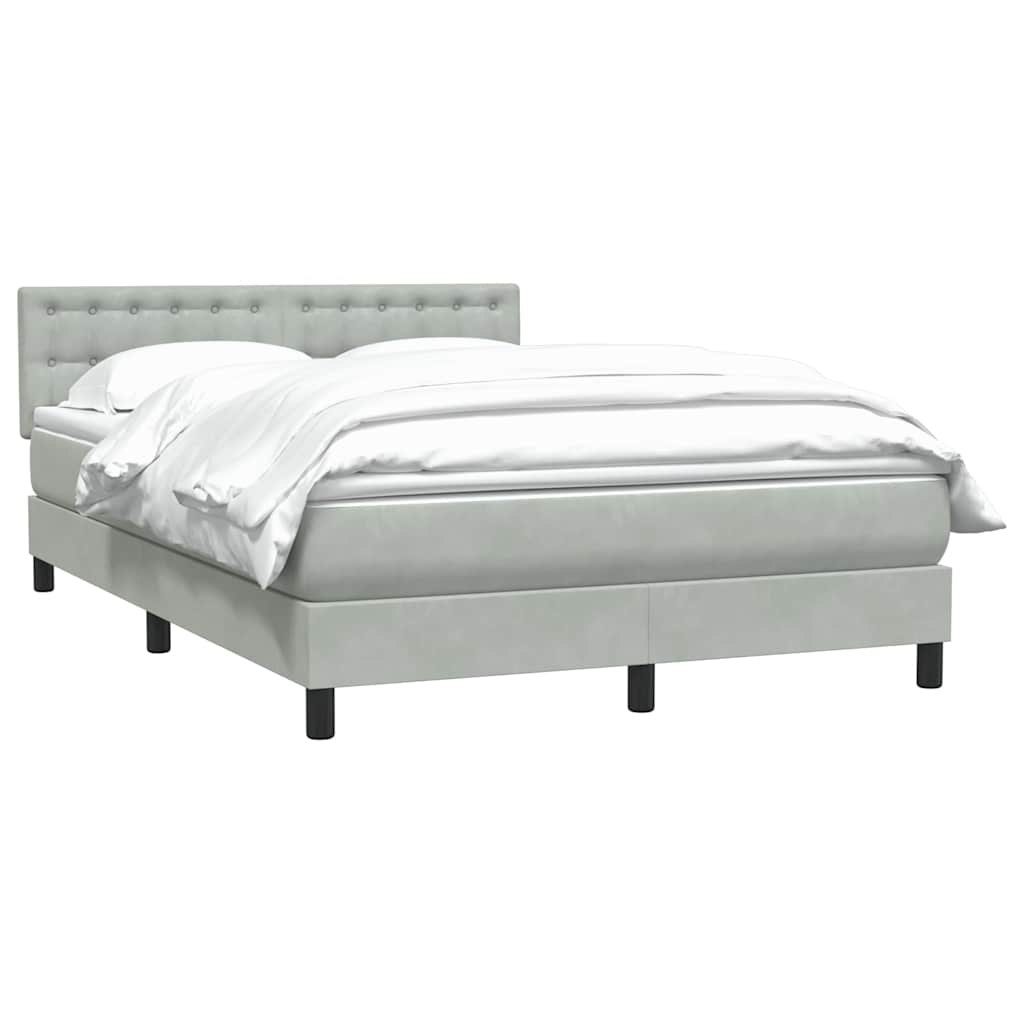 vidaXL Lit tapissier avec matelas Gris clair 160x210 cm Velours