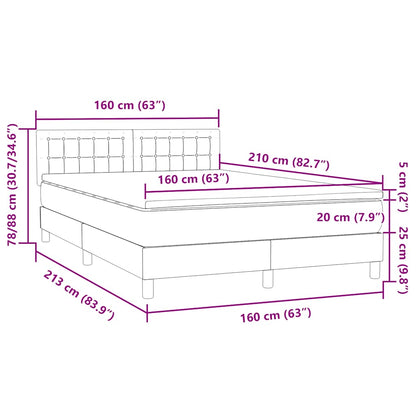 vidaXL Lit tapissier avec matelas Gris clair 160x210 cm Velours