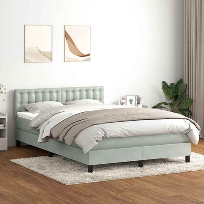 vidaXL Lit tapissier avec matelas Gris clair 160x210 cm Velours