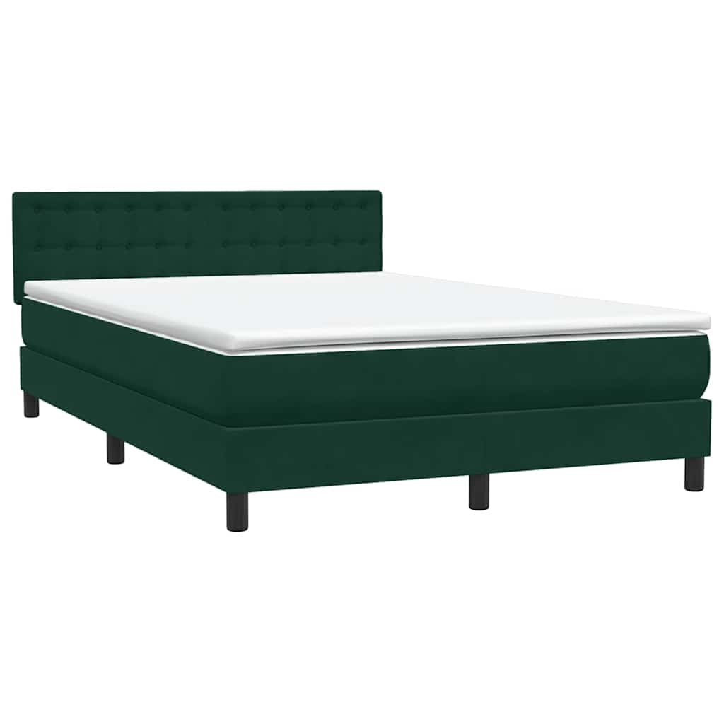 vidaXL Boxspringbett mit Matratze Dunkelgrün 160x210 cm Samt