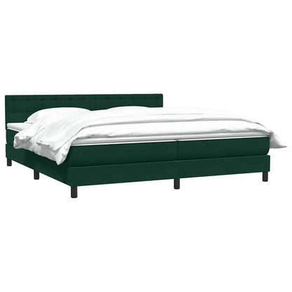 vidaXL Boxspringbett mit Matratze Dunkelgrün 180x210 cm Samt