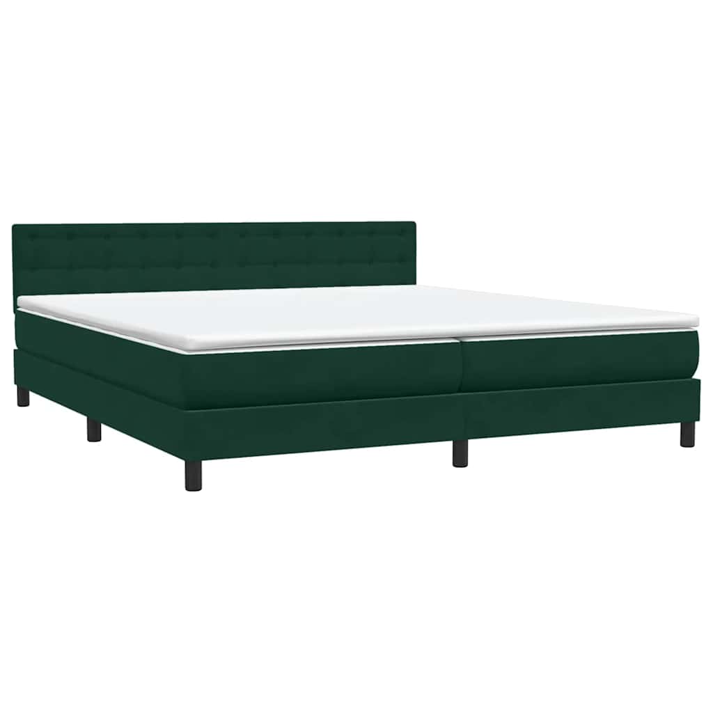 vidaXL Boxspringbett mit Matratze Dunkelgrün 180x210 cm Samt