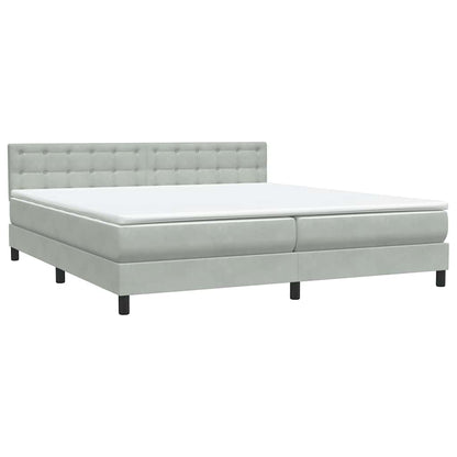 vidaXL Boxspringbett mit Matratze Hellgrau 200x210 cm Samt