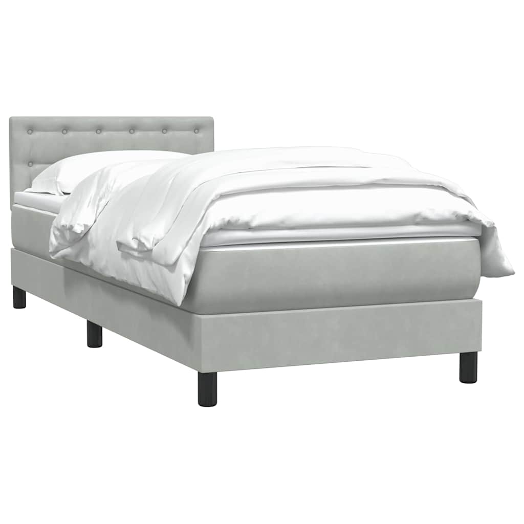 vidaXL Boxspringbett mit Matratze Hellgrau 90x220 cm Samt