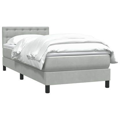 vidaXL Boxspringbett mit Matratze Hellgrau 90x220 cm Samt