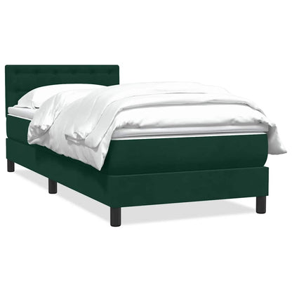 vidaXL Boxspringbett mit Matratze Dunkelgrün 90x220 cm Samt