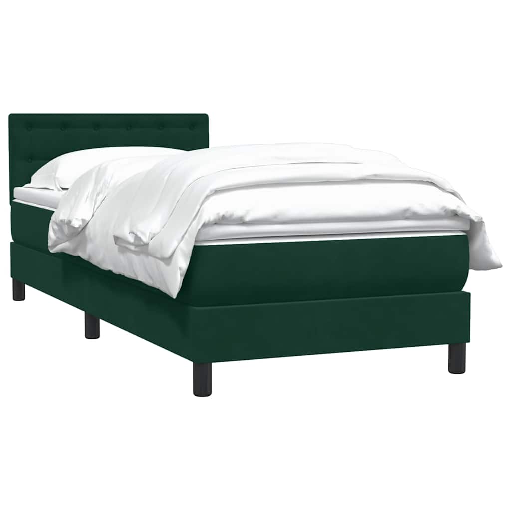 vidaXL Boxspringbett mit Matratze Dunkelgrün 90x220 cm Samt