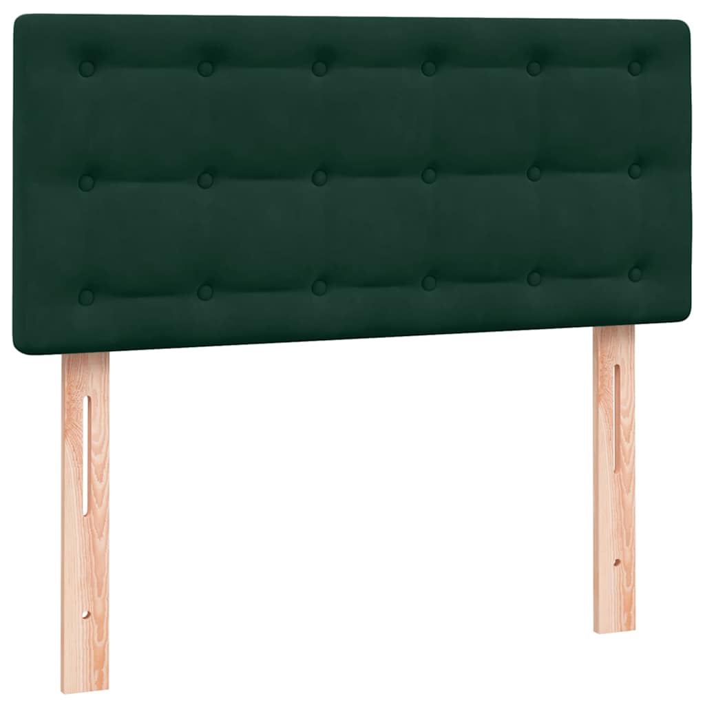 vidaXL Boxspringbett mit Matratze Dunkelgrün 90x220 cm Samt