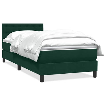 vidaXL Boxspringbett mit Matratze Dunkelgrün 100x220 cm Samt