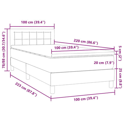 vidaXL Boxspringbett mit Matratze Dunkelgrün 100x220 cm Samt