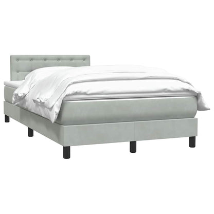 vidaXL Boxspringbett mit Matratze Hellgrau 120x220 cm Samt