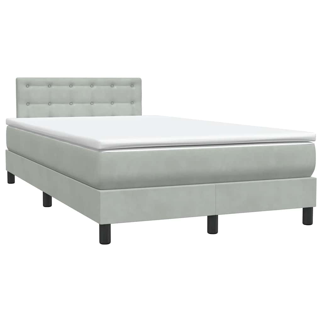 vidaXL Boxspringbett mit Matratze Hellgrau 120x220 cm Samt