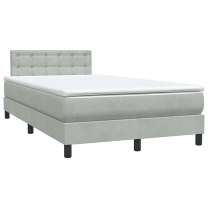 vidaXL Boxspringbett mit Matratze Hellgrau 120x220 cm Samt