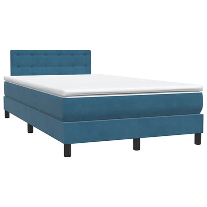 vidaXL Boxspringbett mit Matratze Dunkelblau 120x220 cm Samt