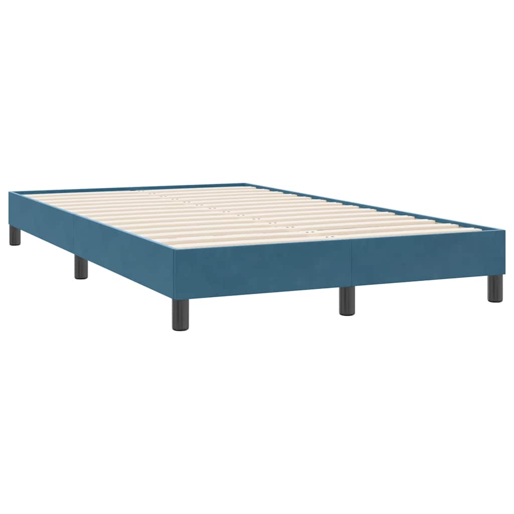 vidaXL Boxspringbett mit Matratze Dunkelblau 120x220 cm Samt