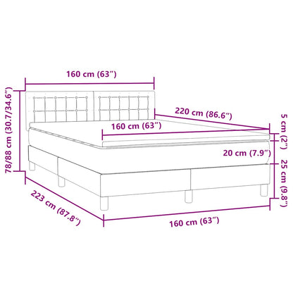 vidaXL Lit boxspring avec matelas Velours vert foncé 160x220 cm
