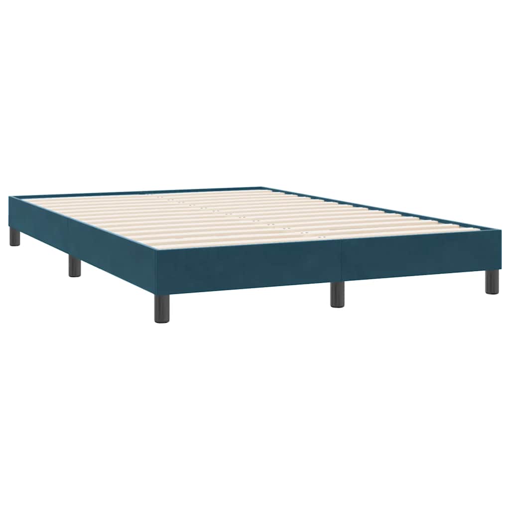 vidaXL Boxspringbett mit Matratze Dunkelblau 160x220 cm Samt