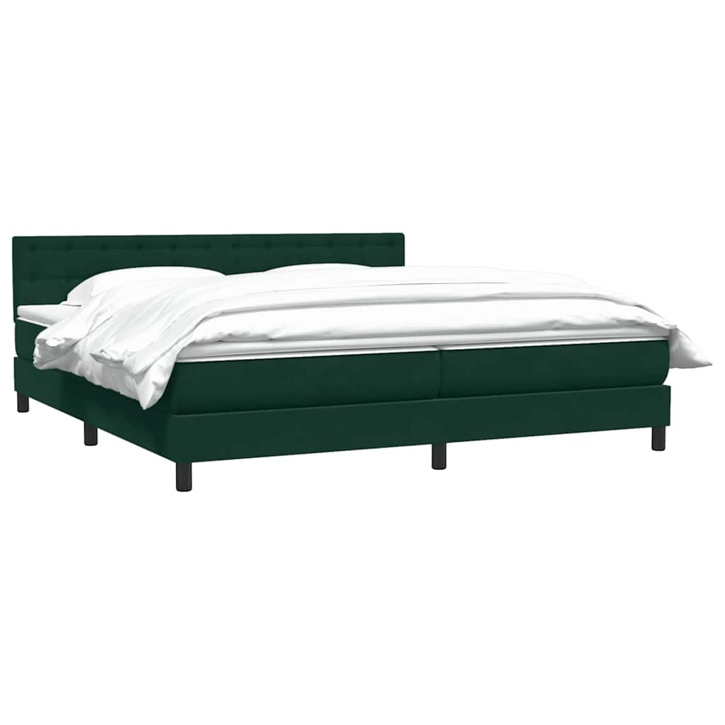 vidaXL Boxspringbett mit Matratze Dunkelgrün 200x220 cm Samt