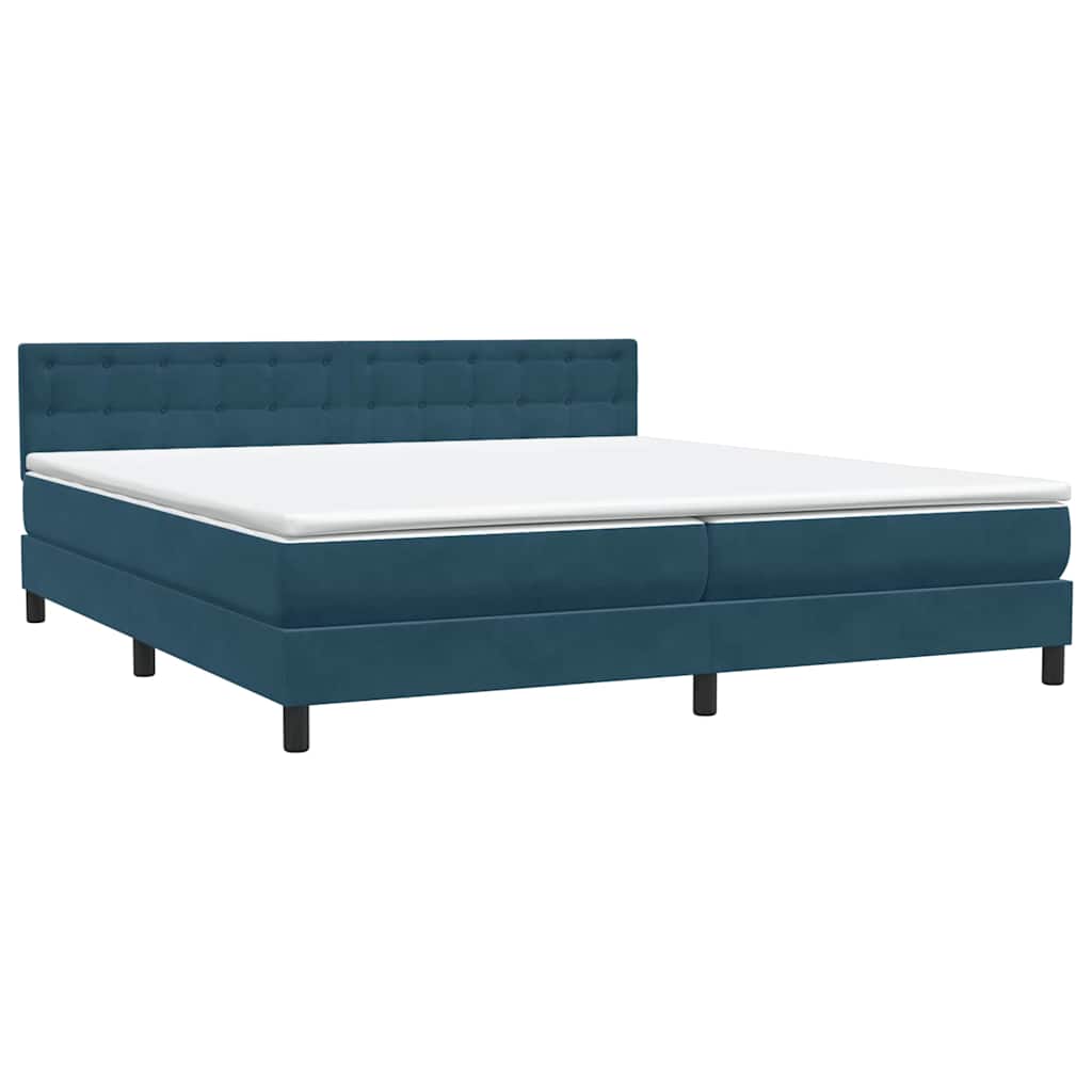 vidaXL Boxspringbett mit Matratze Dunkelblau 200x220 cm Samt