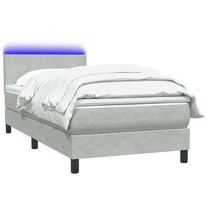 Lit tapissier avec matelas et LED vidaXL gris clair 80x210 cm velours