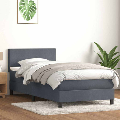 vidaXL Boxspringbett mit Matratze & LED Dunkelgrau 80x210 cm Samt