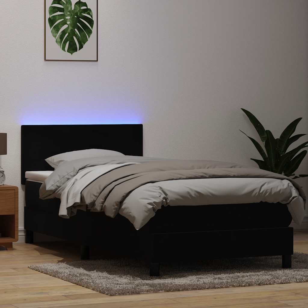 vidaXL Boxspringbett mit Matratze & LED Schwarz 80x210 cm Samt