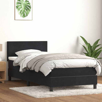 vidaXL Boxspringbett mit Matratze & LED Schwarz 80x210 cm Samt