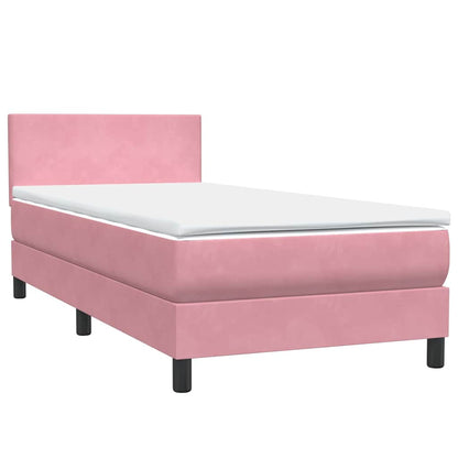 vidaXL Boxspringbett mit Matratze & LED Rosa 80x210 cm Samt