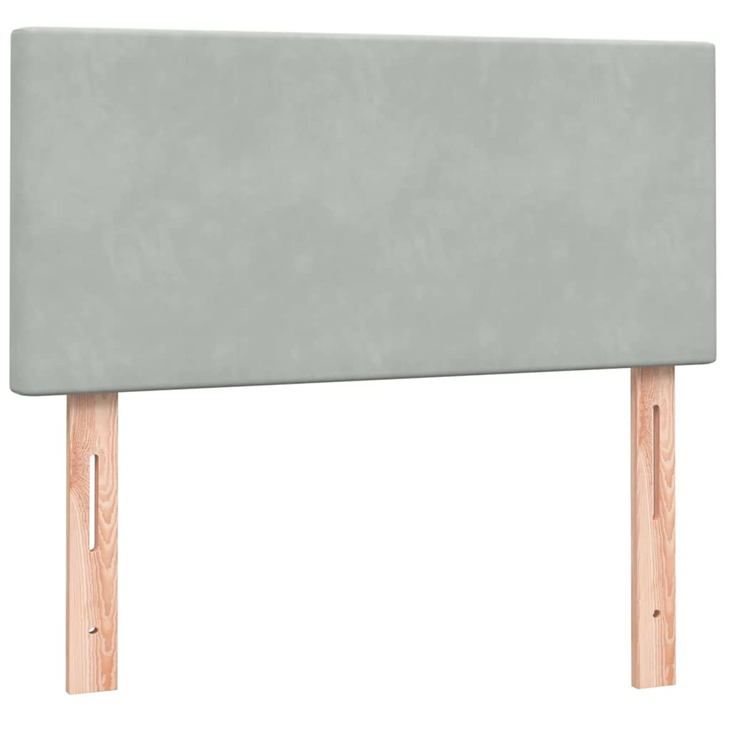 vidaXL Boxspringbett mit Matratze & LED Hellgrau 90x210 cm Samt