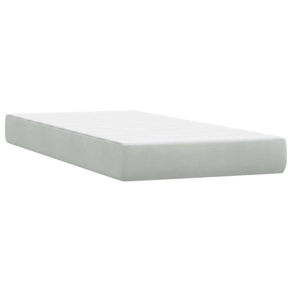 vidaXL Boxspringbett mit Matratze & LED Hellgrau 90x210 cm Samt