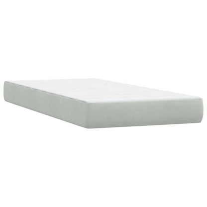 vidaXL Boxspringbett mit Matratze & LED Hellgrau 90x210 cm Samt