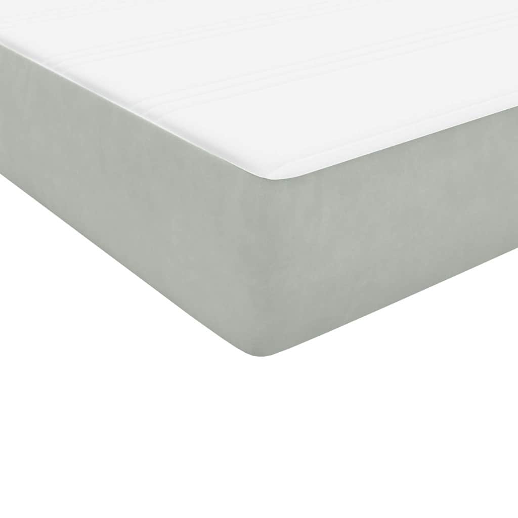 vidaXL Boxspringbett mit Matratze & LED Hellgrau 90x210 cm Samt
