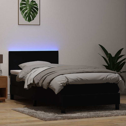 vidaXL Boxspringbett mit Matratze & LED Schwarz 90x210 cm Samt