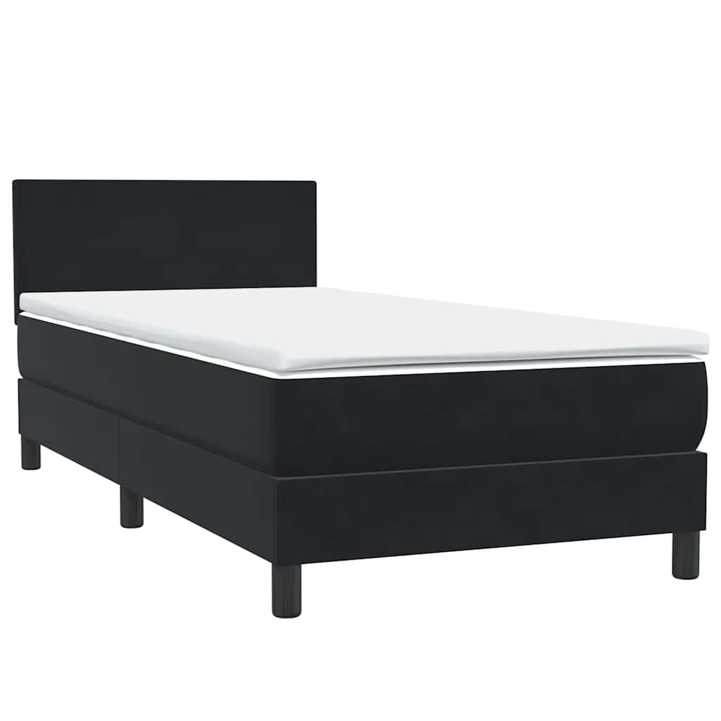 vidaXL Boxspringbett mit Matratze & LED Schwarz 90x210 cm Samt