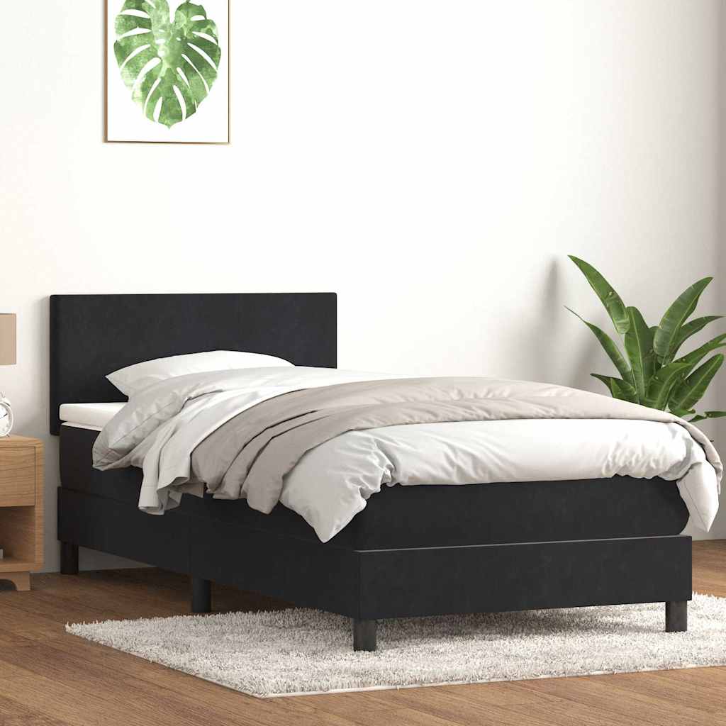 vidaXL Boxspringbett mit Matratze & LED Schwarz 90x210 cm Samt