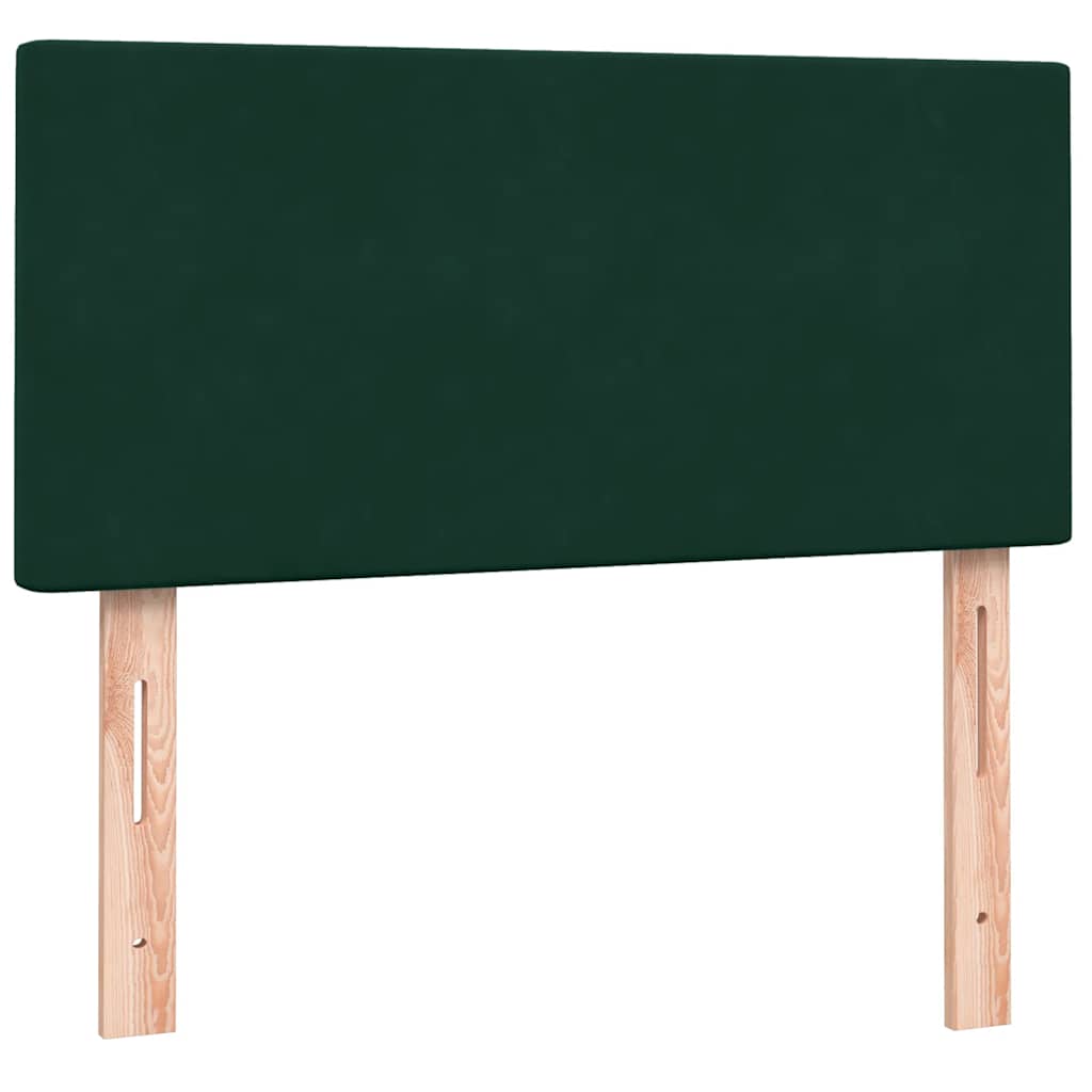 vidaXL Boxspringbett mit Matratze & LED Dunkelgrün 90x210 cm Samt
