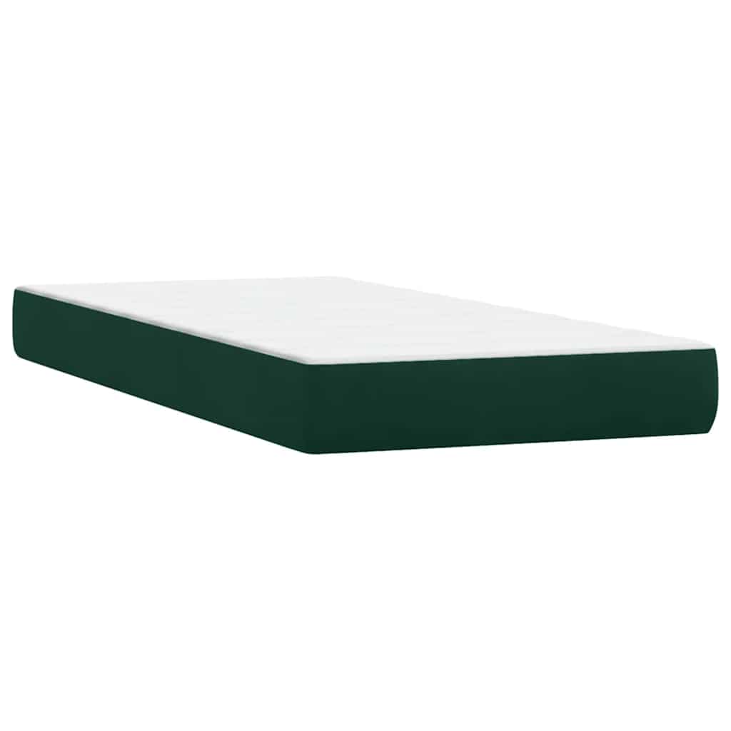 vidaXL Boxspringbett mit Matratze & LED Dunkelgrün 90x210 cm Samt