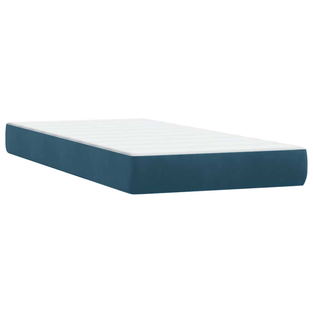 vidaXL Boxspringbett mit Matratze & LED Dunkelblau 90x210 cm Samt