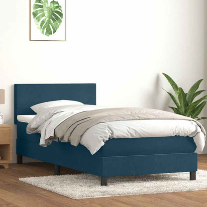 vidaXL Boxspringbett mit Matratze & LED Dunkelblau 90x210 cm Samt