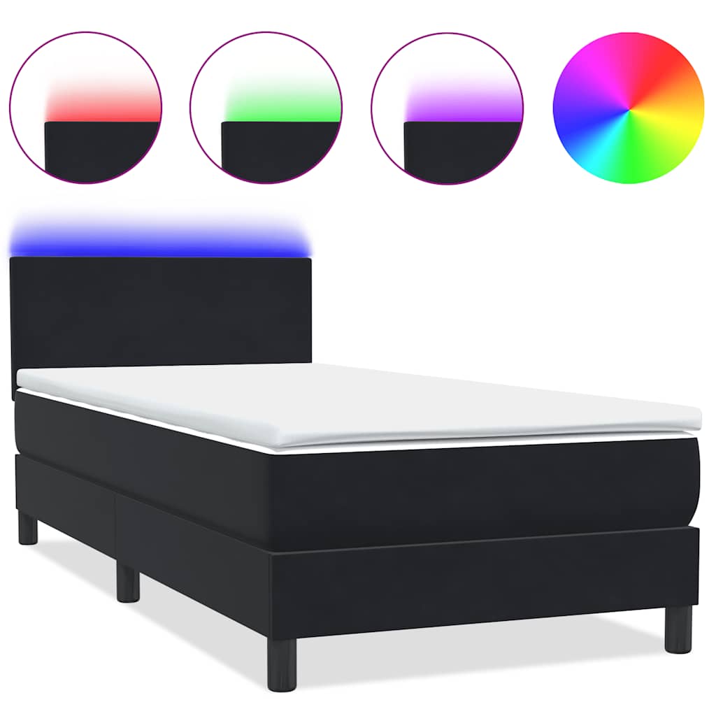 vidaXL Boxspringbett mit Matratze & LED Schwarz 100x210 cm Samt
