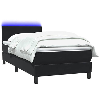 vidaXL Boxspringbett mit Matratze & LED Schwarz 100x210 cm Samt