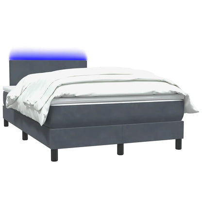 vidaXL Boxspringbett mit Matratze & LED Dunkelgrau 120x210 cm Samt