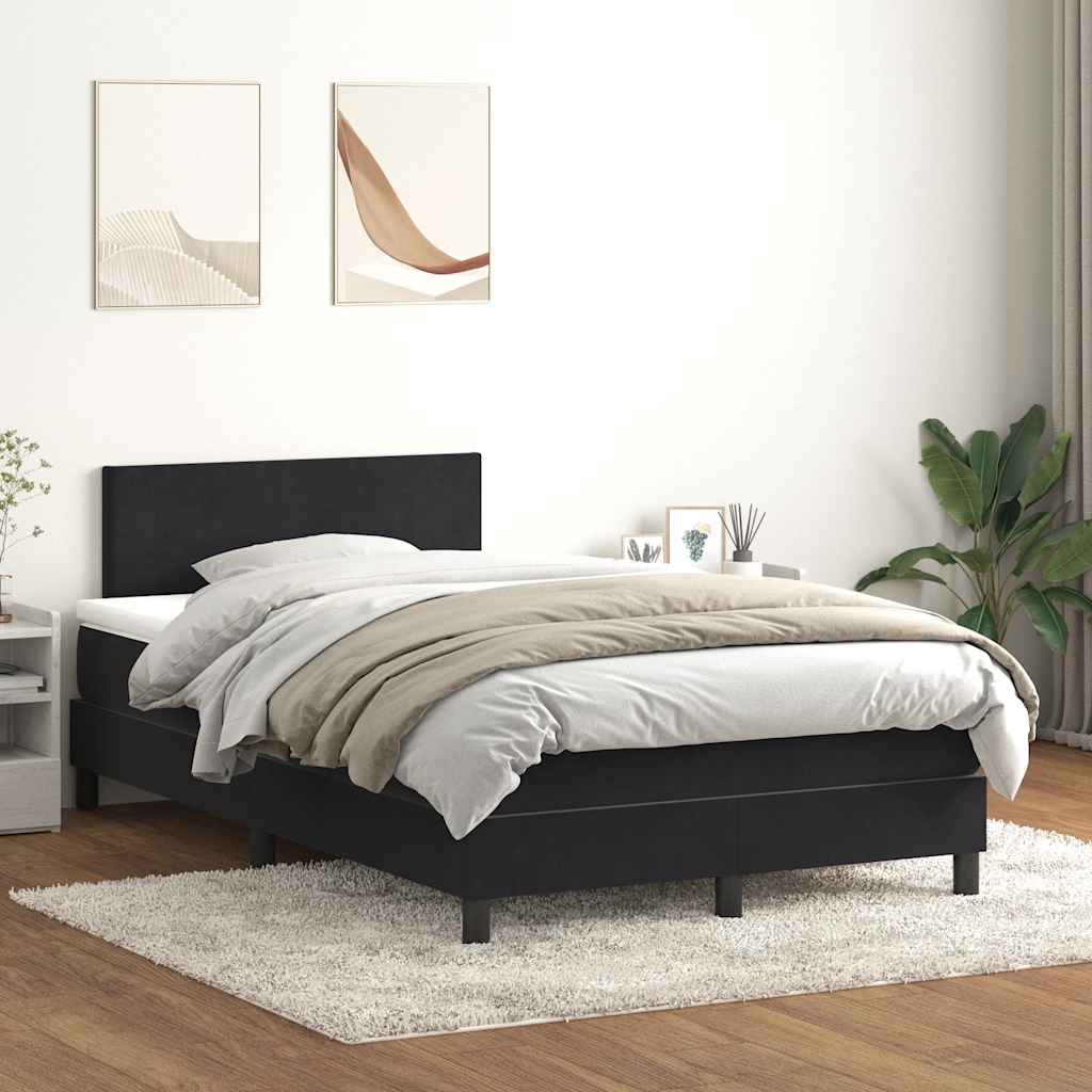vidaXL Boxspringbett mit Matratze & LED Schwarz 120x210 cm Samt