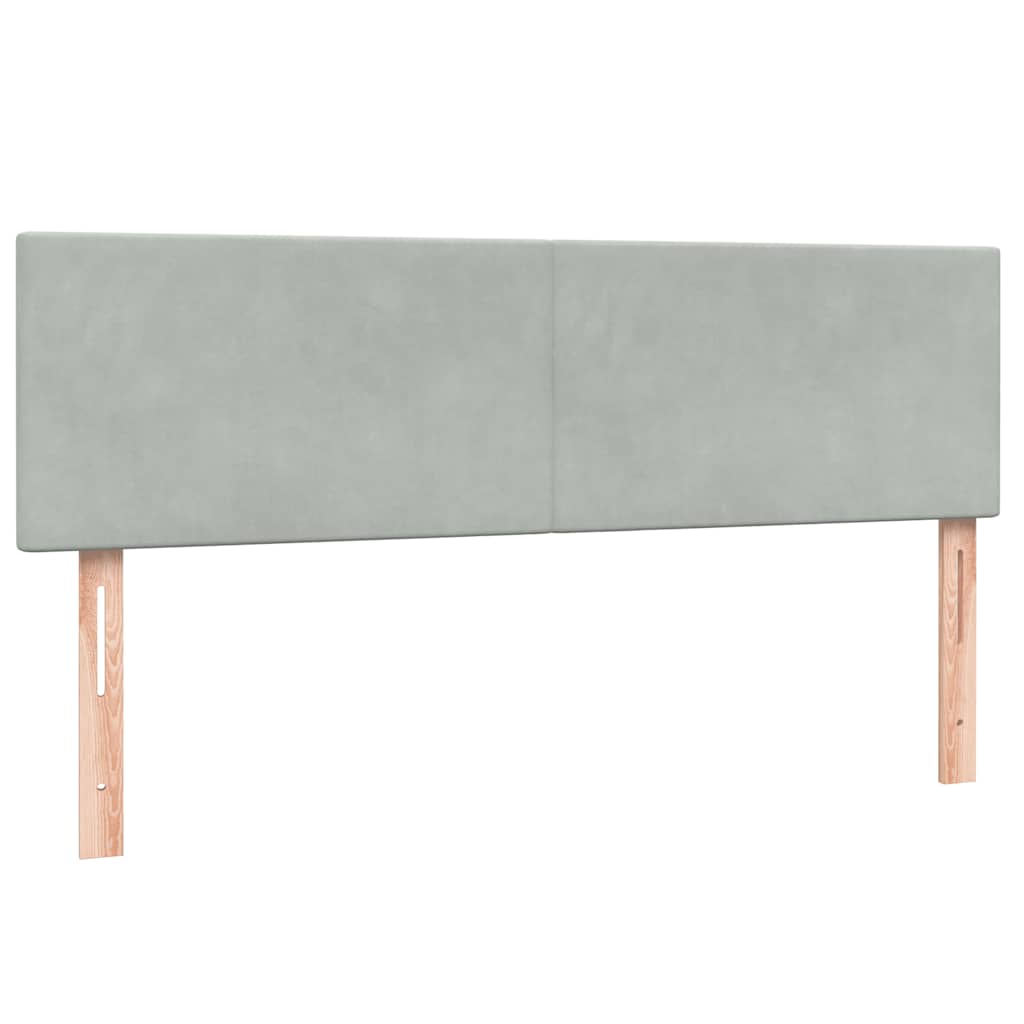 vidaXL Boxspringbett mit Matratze & LED Hellgrau 140x210 cm Samt