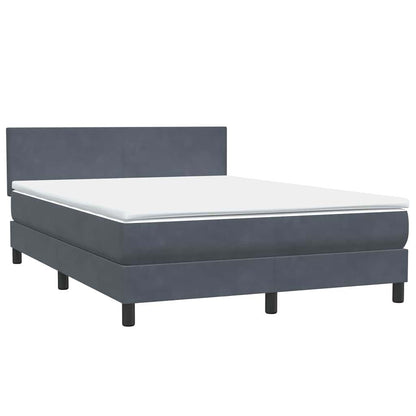 vidaXL Boxspringbett mit Matratze & LED Dunkelgrau 140x210 cm Samt