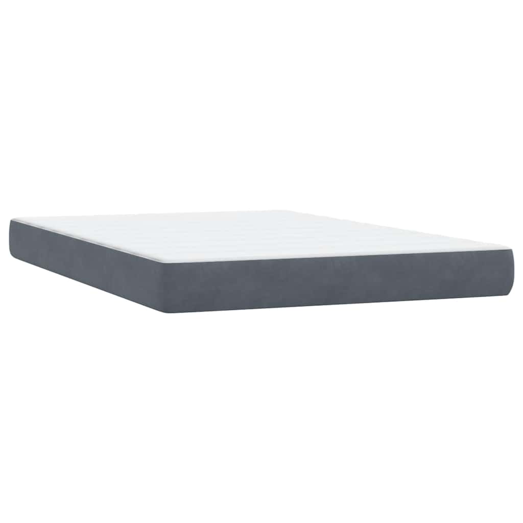 vidaXL Boxspringbett mit Matratze & LED Dunkelgrau 140x210 cm Samt