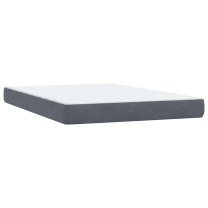 vidaXL Boxspringbett mit Matratze & LED Dunkelgrau 140x210 cm Samt