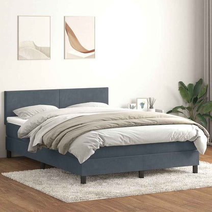 vidaXL Boxspringbett mit Matratze & LED Dunkelgrau 140x210 cm Samt