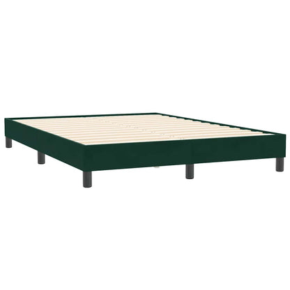 vidaXL Boxspringbett mit Matratze & LED Dunkelgrün 140x210 cm Samt