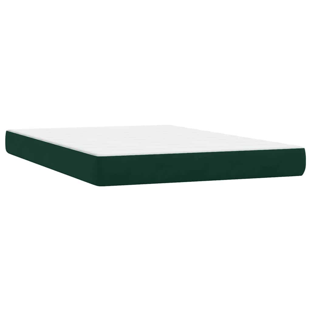 vidaXL Boxspringbett mit Matratze & LED Dunkelgrün 140x210 cm Samt